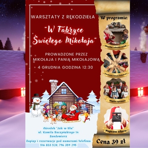 Warsztaty z rękodzieła pt. "W Fabryce Świętego Mikołaja"