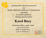 Zapowiedź spotkania otwartego w MBP - Karol Bury