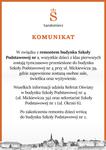 Komunikat w związku z remontem budynku Szkoły Podstawowej nr 1