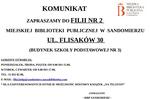 Zmiana tymczasowa lokalizacji Filii nr 2 MBP w Sandomierzu