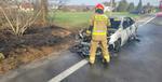 Auto spłonęło na drodze w gminie Klimontów