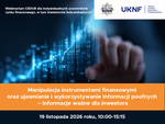 Urząd KNF - zaproszenie na webinarium CEDUR "Manipulacja instrumentami finansowymi oraz ujawnianie i wykorzystywanie informacji poufnych - informacje ważne dla inwestora", 19 listopada 2026 roku